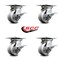 Service Caster 4 Inch Heavy Duty V Groove Semi Steel Caster Set with Roller Bearings and Brakes SCC-35S420-VGR-SLB-4 - alternate 3